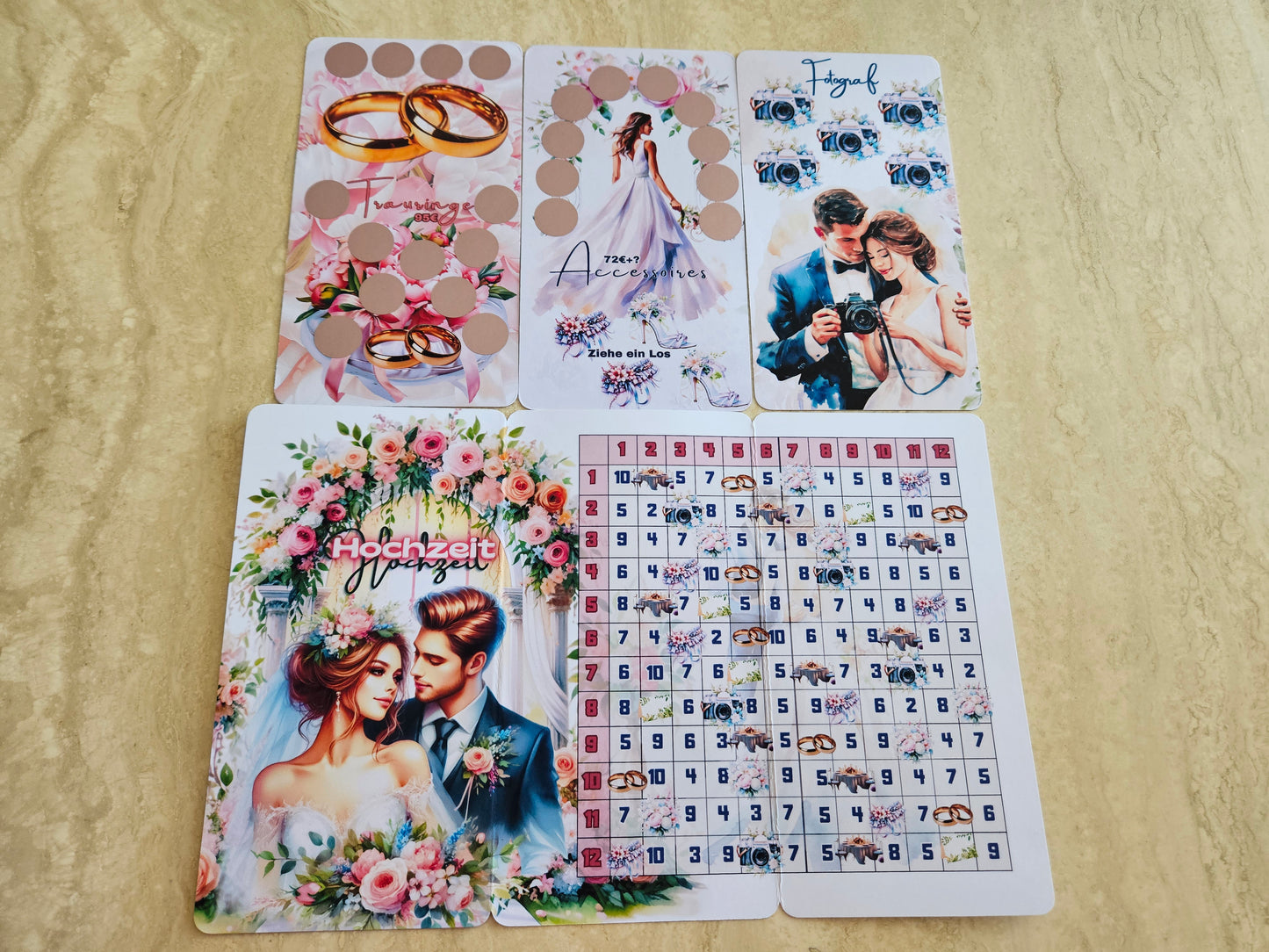 Hochzeit Bingo Klappkarten Set